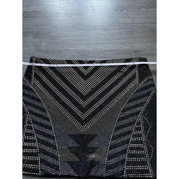 Fate Bejewelled Rhinestone Skirt Women’s Size Mini Sparkle Gold Black Party - Picture 8 of 11